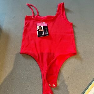 NWT womens red body suit M. Sexy strappy shoulder. Labor Day attire July 4th USA